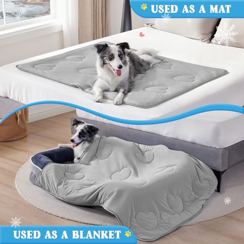 Cooling Blanket for Dogs, Lightweight & Durable Dog Cooling Mat, Q-MAX>0.45 Soft Breathable Pets Comforter for Couch, Bed...