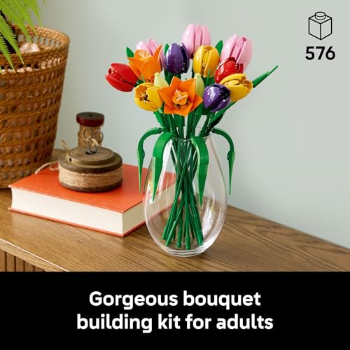 LEGO Botanicals Tulip Bouquet Building Set for Adults - Gift for Mothers Day - Bedroom, Book Shelf & Office Decor for Wome...