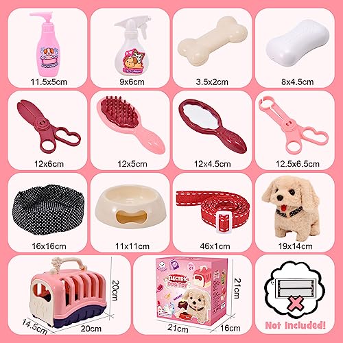 G.C 13Pcs Dog Toys for Kids Girls, Walking Barking Electronic Interactive Stuffed Dog Plush with Carrier & Accessories Toy...