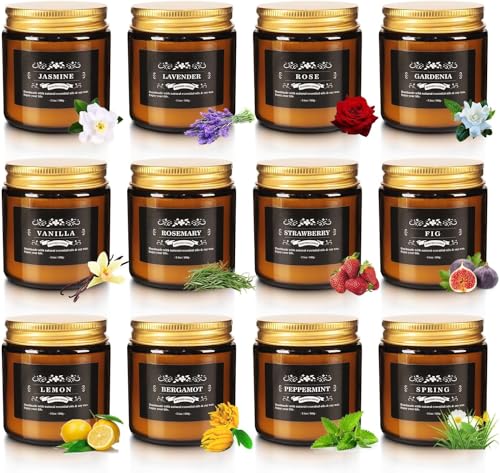 YOROXRG 12 Pcs Scented Candles with Added Natural Essential Oils, 3.05oz, Suitable for Various Festivals, Parties, Yoga, a...
