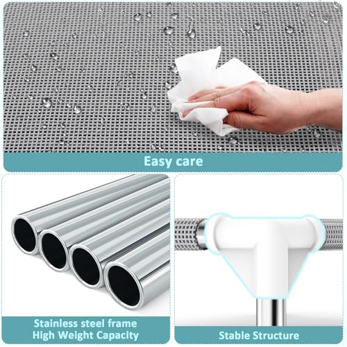 Elevated Dog Bed with Teslin Cooling Fabric - Lightweight Dog Cot for Small Dogs, Waterproof & Washable Breathable Mesh, R...