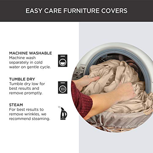 SureFit Cotton Duck Armchair Box Cushion One Piece Slipcover, Chair Cover, Relaxed Woven Fit, 100% Cotton, Machine Washabl...