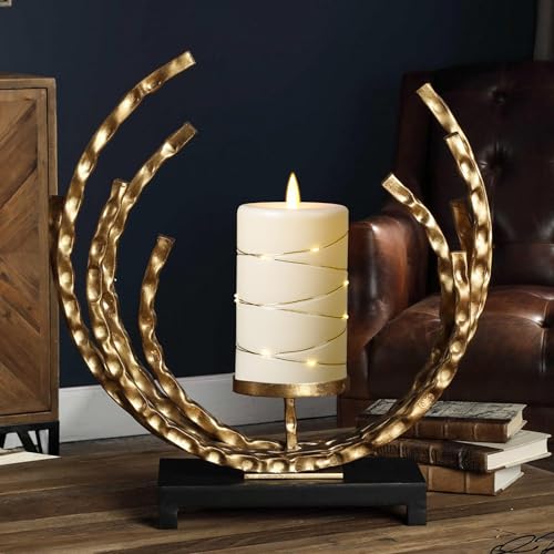 Da by 3 Pack Ivory Flameless Taper Candles, Realistic Flickering LED Candles with Surrounding Fairy String Lights, Heat Re...