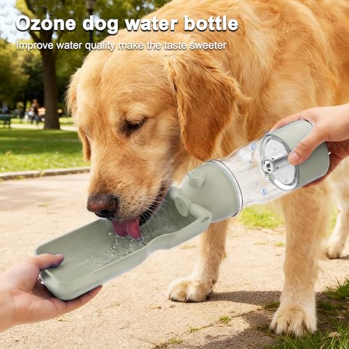 Amerisun Dog Water Bottle 12 oz Dog Water Bottle containing Reactive Oxygen Species/Ozone, Outdoor Travel Drinking Bowl, e...