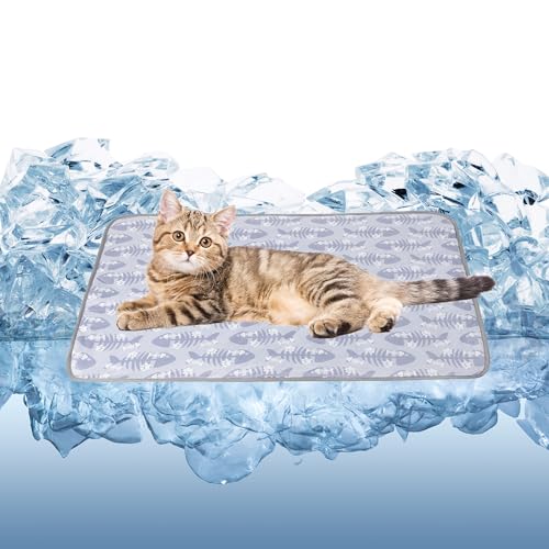 DELIFUR Cat Cooling Mat- Pet Cooling Mat Outdoor for Dogs Self Cooling Pad for Kitten Cat Puppy Machine Washable (Small, G...
