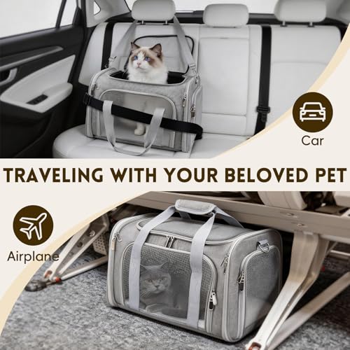 Zedkeys Cat Carrier Soft, Dog Carriers for Small Dogs/Large Cats (Up to 16lbs), with High Breathability, Shoulder Strap, R...