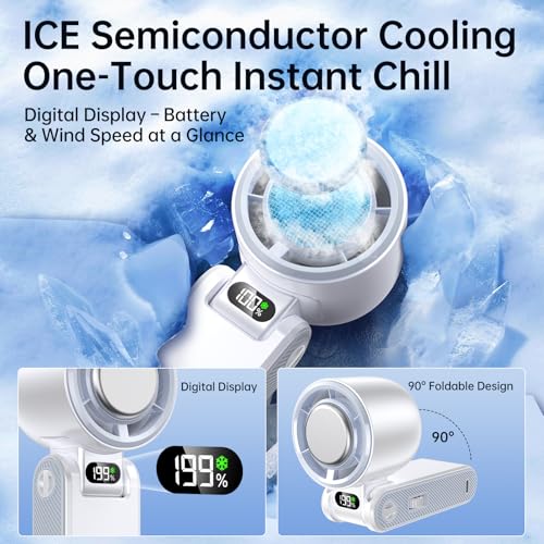 Coolhill Handheld Portable fan with Turbo Cooling - Hand Held Fan Pro Rechargeable, 1-199 Speeds, Up to 12Hrs Battery Lif...