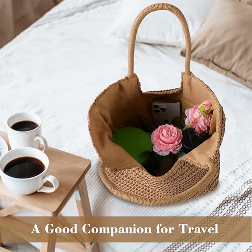 TOBEHIGHER Straw Beach Bags for Women - Summer Woven Tote Bag Shoulder Handbags, Large Beach Bag for Women for Holiday