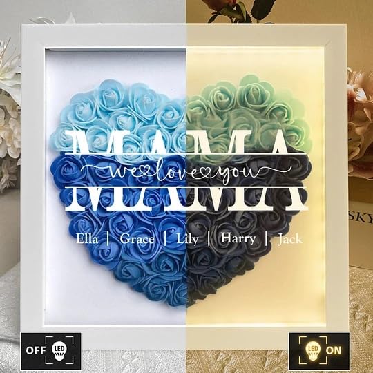 Mom, We Love You - Personalized Flower Shadow Box with LED Light, Personalized Mom Flower Shadow Box with Name for MOM Gra...
