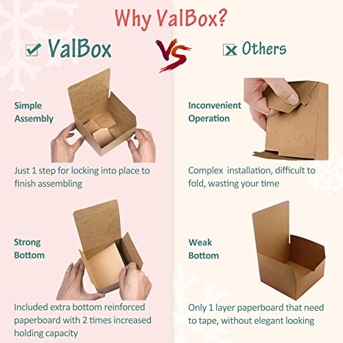 ValBox 5x5x3.5 Brown Gift Boxes, 20 PCS Gift Boxes with Lids for Presents, Small Bridesmaid Box for Gifts, Wedding, Crafti...
