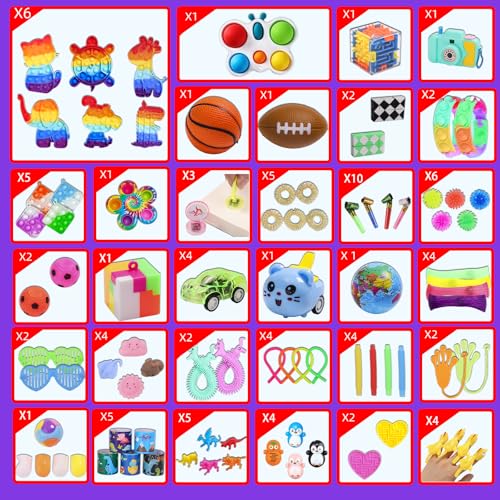 BILLFULL 1000 Pcs Party Favors for Kids, Fidget Toys Bulk, Birthday Gift Toys, Fidgets Stocking Stuffers, Treasure Box Par...