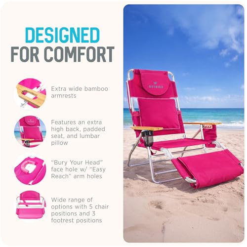 Ostrich the Deluxe 3N1 Lightweight Lawn Beach Reclining Lounge Chair with Footrest, Outdoor Furniture for Patio, Balcony, ...