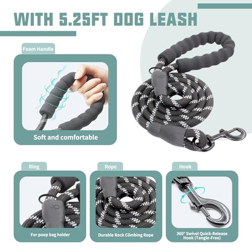AUROTH Dog Harness and Leash Set, Soft Padded Service Dog Vest with 5.25FT Dog Leash, No Choke, Easy On Pet Vest, Adjustab...