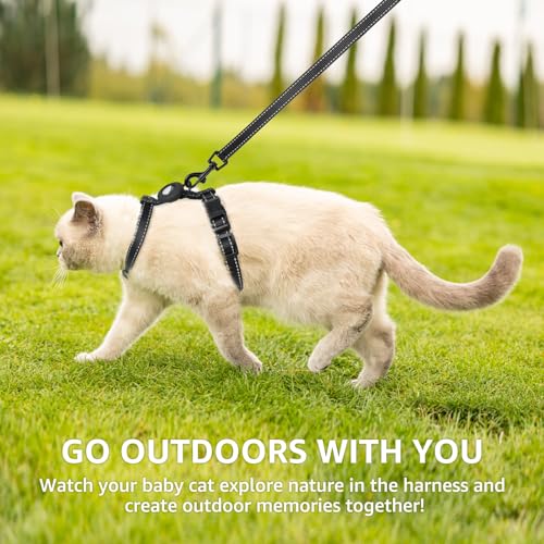 SCENEREAL Cat Harness and Leash Set Escape Proof with Airtag Holder, Reflective Pet Harnesses for Walking, Adjustable Soft...