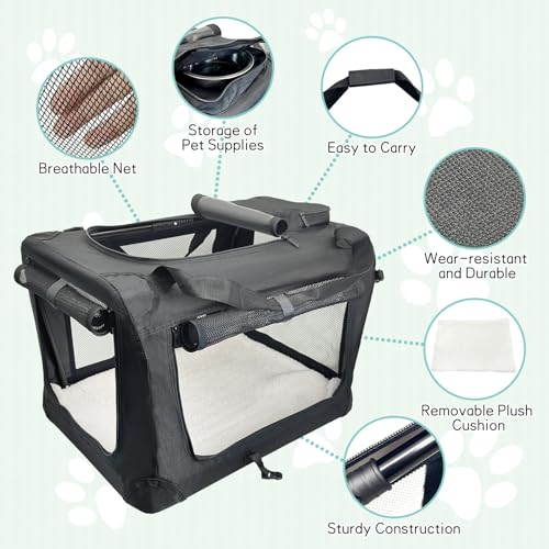 Fhiny Large Cat Carrier for 2 Cats, 24"x17"x17" Soft Dog Crate Collapsible Portable Travel Pet Carrier Bag Durable Breatha...