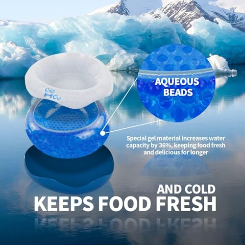 ALL FOR PAWS Dog Cooling Water Bowl, Pet Cold Frosty Bowl Cooler for Small Dogs & Cats, Summer Chill Out Water & Food Bow...