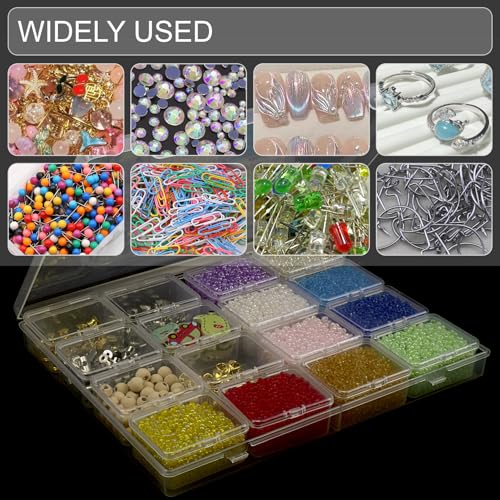 ZIIYAN Bead Storage Containers - 64 Clear Plastic Bead Organizer Boxes with Hinged Lid, Craft Organizers and Storage for D...