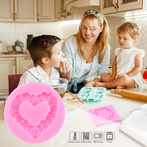 ZiXiang Photo Frame Fondant Mold Baroque Style Picture Frames Silicone Mold Rose Wreath Fondant Molds For Cake Decorating ...