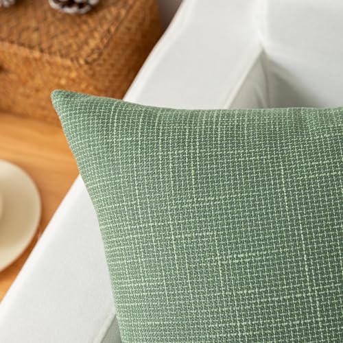 Kevin Textile Set of 2 Sage Green Pillow Covers 20 x 20 Inch Spring Farmhouse Boho Decorative Throw Pillow Covers Linen Cu...