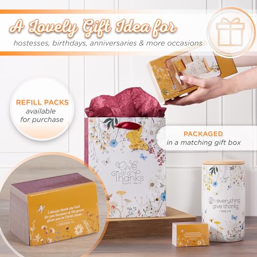 Christian Art Gifts Keepsake Count Your Blessings Ceramic Gratitude Jar Set w/Bamboo Lid: In Everything Give Thanks - 365 ...