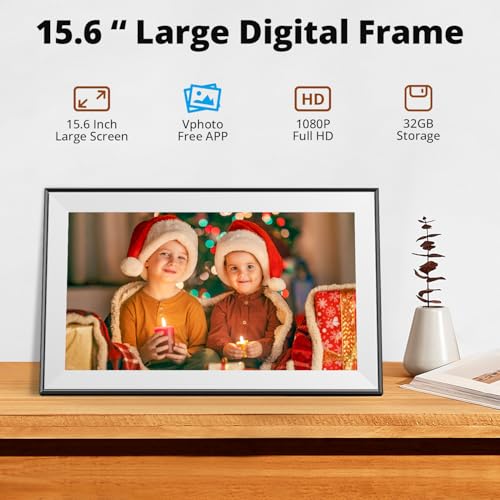 Dragon Touch 15.6 Inch Large Digital Picture Frame - WiFi Digital Photo Frame with 32GB Storage, FHD 1080P Touch Screen, A...