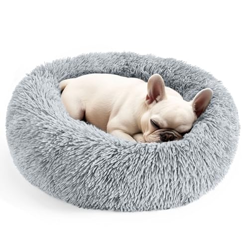 Hoewina Dog & Cat Bed for Indoor Cats, 20in Calming Donut Bed for Puppy and Kitten, Washable Round Fluffy Pet Bed for Smal...