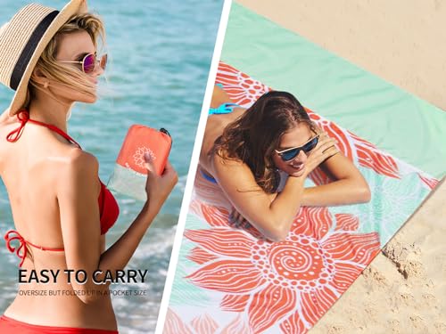 HIHOHO Beach Blanket Waterproof Sandproof Extra Large Beach Mat 79" X 83"/120"x108"for 1-8 Adults Quick Drying Durable Out...