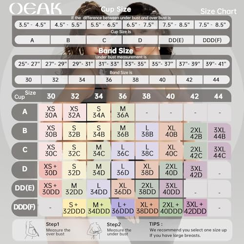 OEAK Womens Deep V Bras Wireless Comfortable Bra Supportive No Underwire Bras Tshirt Push Up Bralettes Plunge Seamless Bra