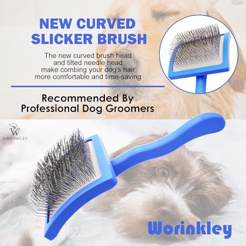 Worinkley Slicker Brush for Dogs, Professional Pet Doodle Grooming brushes for Goldendoodles, Labradoodles, Poodles - Long...