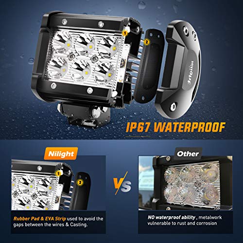 Nilight Led Pods 2Pcs 18W 1260LM Spot Off Road Lights Super Bright Driving Fog Boat Lamp Work Lighting Bar for Trucks Van ...