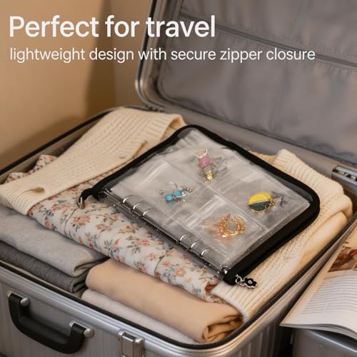 LingLingo Earring Organizer Case Travel Jewelry Organizer Transparent Jewelry Storage Book for Necklace Bracelet Ring Hold...