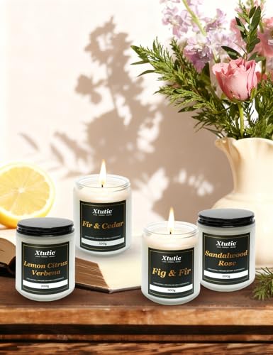 Xtutic Scented Soy Candles Sets, 7oz in White Frosted Jar - 200-Hour Burn Time, Aromatherapy Candle for Home Decor, Cozy G...