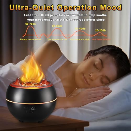 2 Pack Essential Oil Diffuser,Colorful Flame Air Aroma Diffuser Humidifier,Upgraded 7 Flame Colors Noiseless Essential Oil...