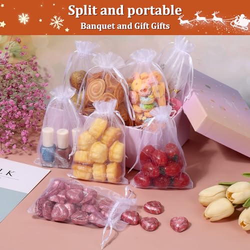 Hopttreely 100pcs Organza Bags, White 4x6(10X15CM) Satin Drawstring Organza Pouch Wedding Party Favor Gift Bag Jewelry Wat...