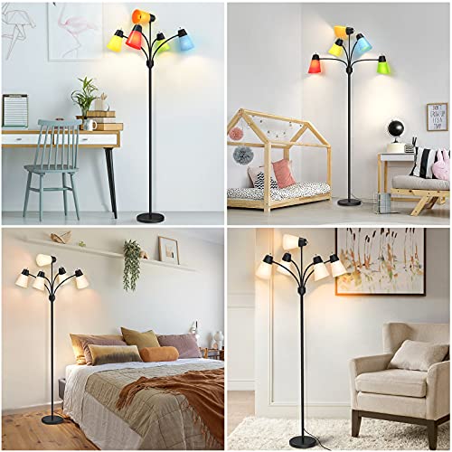 FOLKSMATE LED Floor Lamp, Medusa Multi Head Modern Tall, Rustic Adjustable Reading Standing Light for Living/Kids Room, Be...