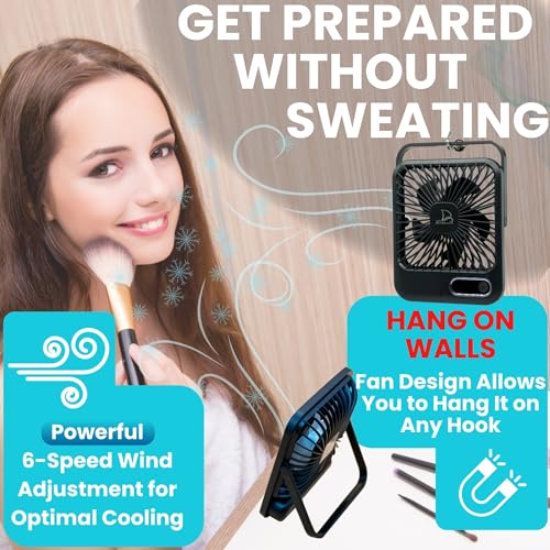 Cruise Fan Cabin Approved - Magnetic Hook Included To Hang On Walls - Portable USB Rechargeable & Plug-In, Timer Function...