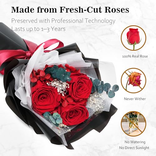 SofLiv Flowers for Delivery Prime, Preserved Roses Flower Gifts for Women, Flower Bouquet Gifts for Her, Mom Birthday Gift...