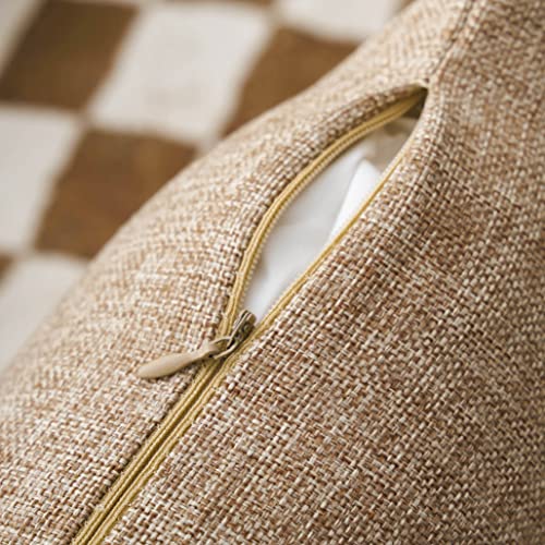 Home Brilliant Textured Burlap Linen European Pillowcase Pillow Sham Large Cushion Cover for Sofa, 24x24(60cm), Natural Linen