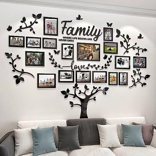 hejiagongsi Picture Frames Collage Wall Decor - Family Tree Wall Decor for Living Room 4x6 5x7 8x10 11x14 3D DIY-Acrylic F...