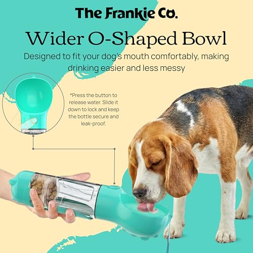 The Frankie Co. 4 in 1 Dog Water Bottle, Leakproof Pet Water Dispenser with Bowl, Poop Bag Holder & Shovel, Dog Travel Acc...