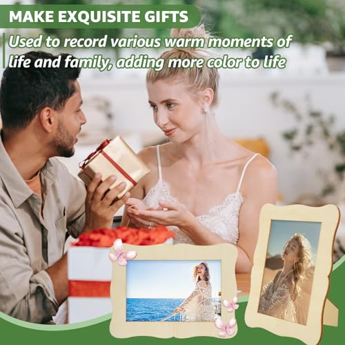 RHBLME 24 Pack Wooden Picture Frames 4x6, DIY Wood Picture Frames for Crafts, Unfinished Photo Frame for Birthday Party Ch...