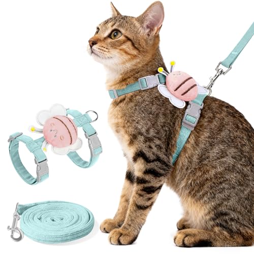 Cat Harness and Leash Set - Breathable Adjustable Soft Vest for Cats, Escape Proof Kitten Harness for Easy Control and Dai...
