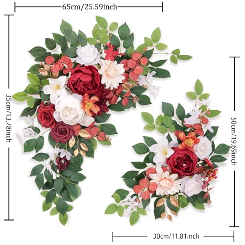Odouzy Pack of 2 Wedding Arch, Artificial Flowers, Wedding Decor，Flower Garland Be Suited to Banquet, Party, Reception Ent...