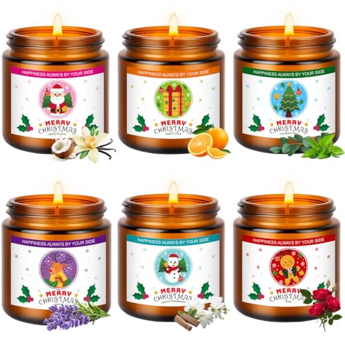 Christmas Candles Set - 6 Pack Christmas Scented Candles Gift Set, Bulk Stocking Stuffers for Coworkers Adults Women,Scent...