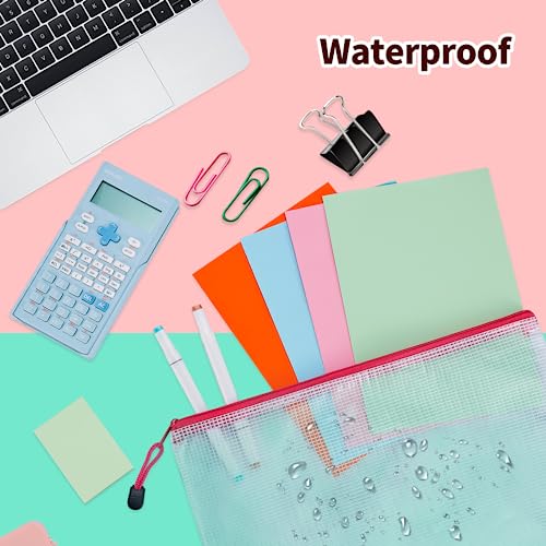 24pcs Mesh Zipper Pouch Bags - 8 Sizes Plastic Zipper Pouches for Organization, Mesh Bags with Zipper, Waterproof Clear Tr...