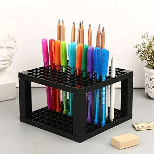 Foraineam 4-Pack 96 Holes Pencil & Brush Holder - Plastic Desk Organizer Stand Holder for Pencils, Pens, Paint Brushes, Mo...