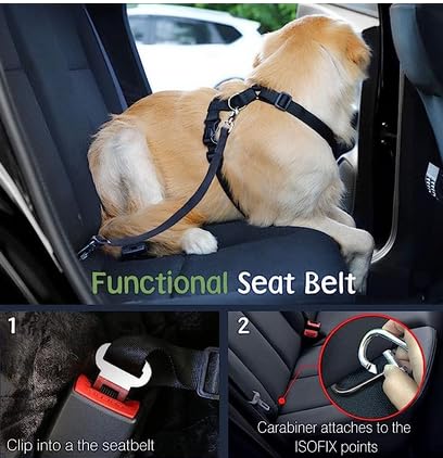 VavoPaw Dog Seat Belt, Safety Vest Dog Car Harness with Adjustable Buckle Dog Seat Belt for Vehicle Nylon Pet Safety Seat ...