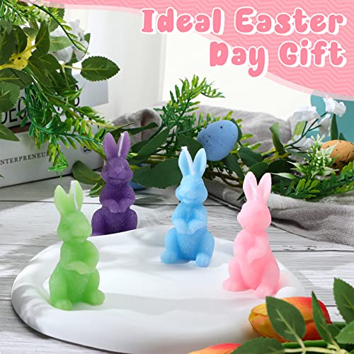 BBTO 4 Pcs Easter Bunny Candles Gift Set Rabbit Shape Spring Candles for Easter Bunny Decorations Party Table Home Decor S...