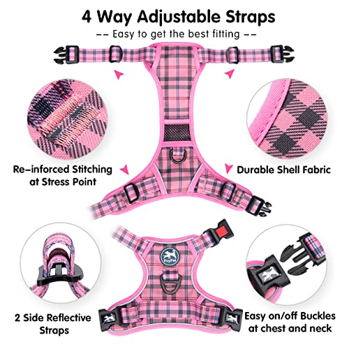 PoyPet No Pull Dog Harness, Reflective Adjustable No Choke Pet Vest with Front & Back 2 Leash Attachments, Soft Control Tr...