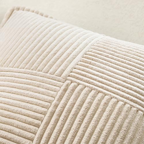 MIULEE Decorative Throw Pillow Covers for Couch Bed Livingroom 18x18 Inch Set of 2 Beige Boho Accent Throw Pllows Broadsid...